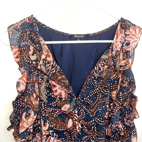 Madewell Lily Ruffle Dress on Sea Floral Print Size Small - Picture 9 of 15